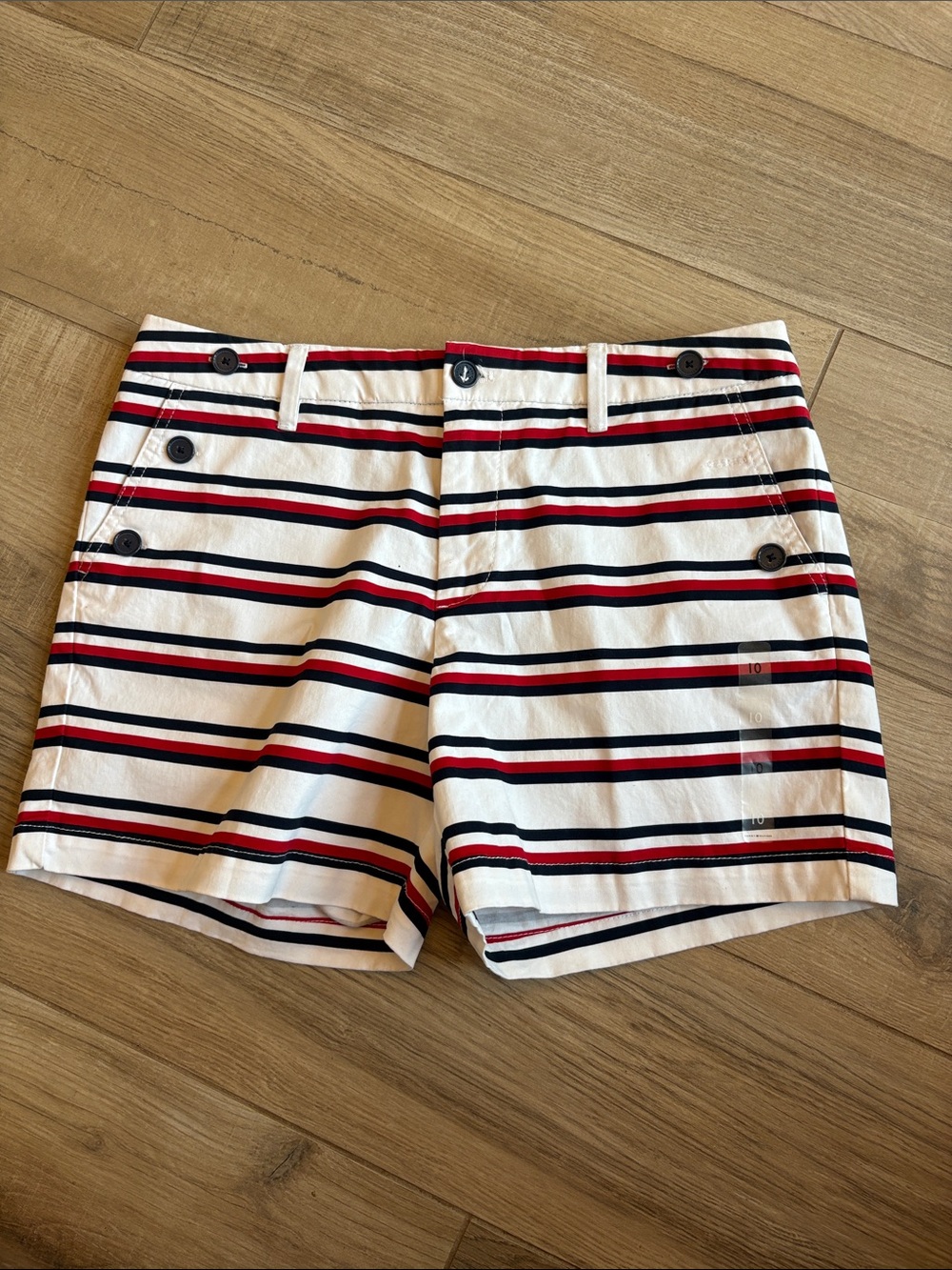 Tommy Hilfiger White Shorts with Navy & Red Stripes